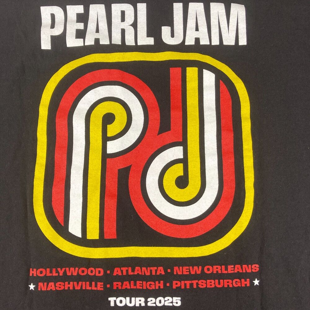 Pearl Jam 2025 Tour T Shirt Mens Large Black PJ Concert Band Rock Tee
